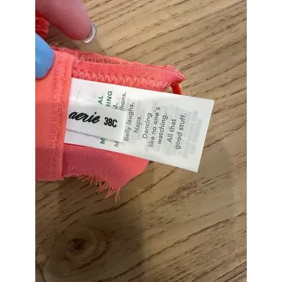 Aerie Show Off Unlined Lace Bodysuit Coral Color 38 C NWT adjustable strap - Picture 6 of 7